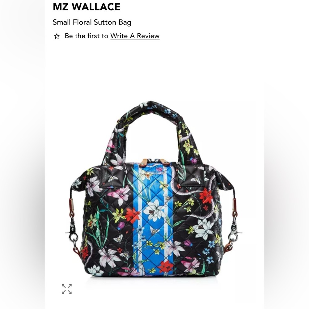 MZ Wallace  Black/Blue Small Floral Sutton bag with Blue Stripe - Picture 2 of 14